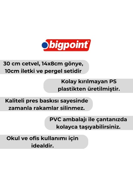 | Pergelli Teknik Çizim Seti, 30 cm Cetvel, 14X8 cm Gönye, 10 cm Iletki ve Pergel, Kaliteli Baskı fiyatları