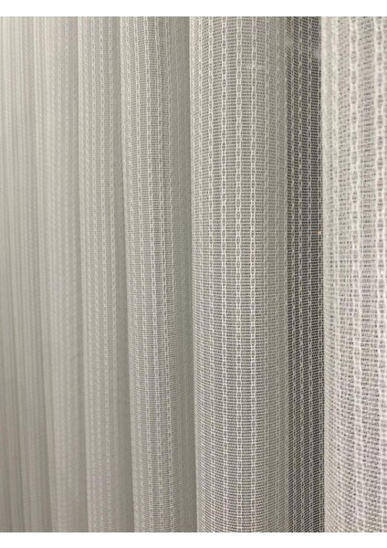 4042 Desenli Modern Ekru Tül Perde 1/3 Sık Pileli