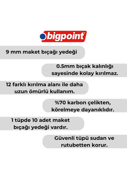 | Maket Bıçağı Yedeği, 9 Mm, Dar, 10'lu Paket, Yüksek Karbonlu Çelik, Keskin ve Dayanıklı fiyatları