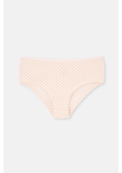 Açık Somon-Soft Pembe Kadın 3'lü Desenli Hıpster Külot