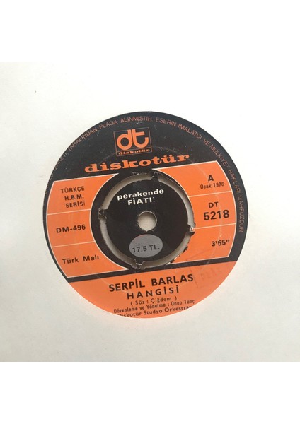 Serpil Barlas - Hangisi - Orijinal Dönem Baskı 45'lik Plak