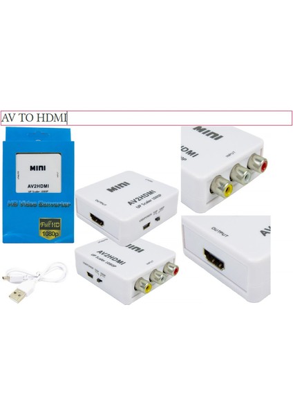 Ironstar Av To HDMI Rca Ses ve Görüntü Aktarıcı Beyaz