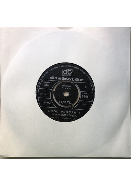 Erol Pekcan - Nihavend Longa - Orijinal Dönem Baskı 45'lik Plak