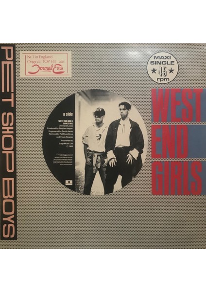 Pet Shop Boys - West End Girls-Maxi - Yabancı 33'lük Plaklar
