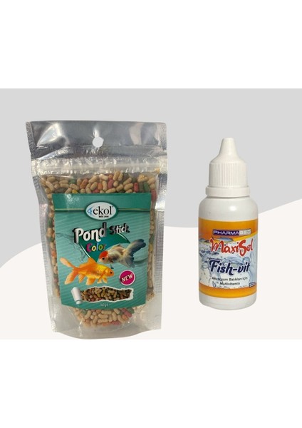 Pond Stick Color Karışık Japon Balığı Yemi 30gr + Fishvit Multivitamin 50cc