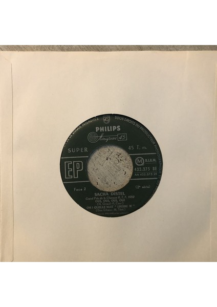 Sacha Distel - Dis! O Dis!, Je N'avais Pas Compris - Orijinal Dönem Baskı 45'lik Plak