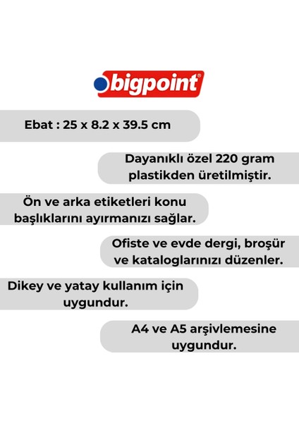 | Plastik Kutu Klasör, Kırmızı, Dayanıklı Abs Malzeme, Dikey ve Yatay Kullanım, A4 ve A5 Uyumlu