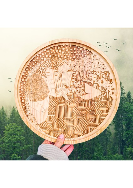 Gustav Klimt -Öpücük - Der Kuss- Desenli Dekoratif Tabak
