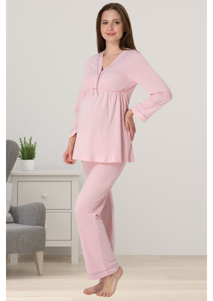 Pembe Hamile Lohusa Pijama Takımı