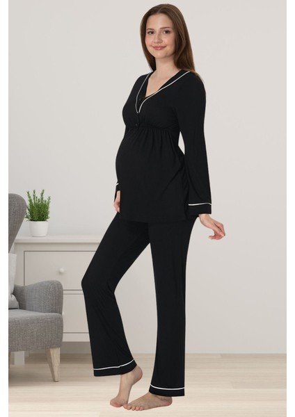 Siyah Hamile Lohusa Pijama Takımı
