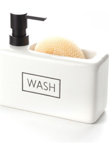 Seramik Hazneli Sıvı Sabunluk Şık ve Dekoratif Sünger Hediyeli