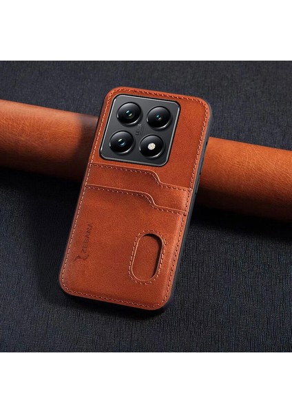 Xiaomi Mi 14T Pro Zebana Kartlıklı Pu Deri Kılıf