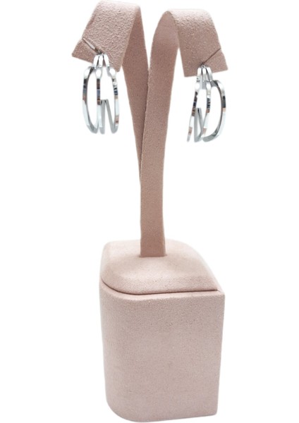 Çelik Küpe Yarım Kalp Motifli 3'lü 2.5 cm Genişlik 2.5 cm Uzunluk Gümüş (Silver)