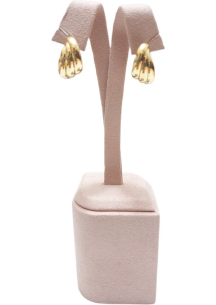 Çelik Küpe Burgu Motifli 3'lü Yarım Halkalı 1 cm Genişlik 2 cm Uzunluk Altın Sarısı (Gold) modelleri