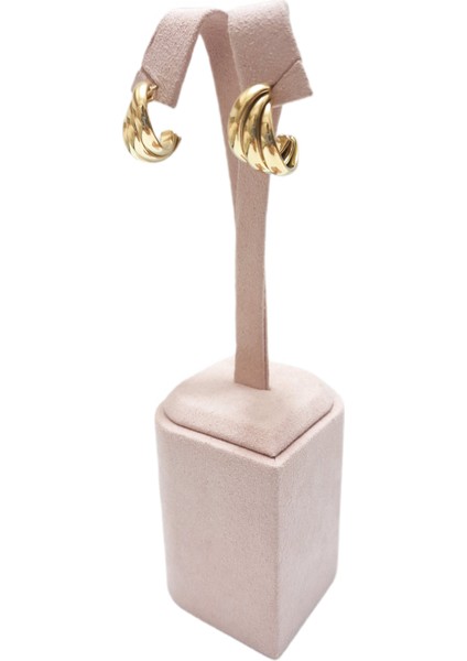 Çelik Küpe Burgu Motifli 3'lü Yarım Halkalı 1 cm Genişlik 2 cm Uzunluk Altın Sarısı (Gold) fırsatları
