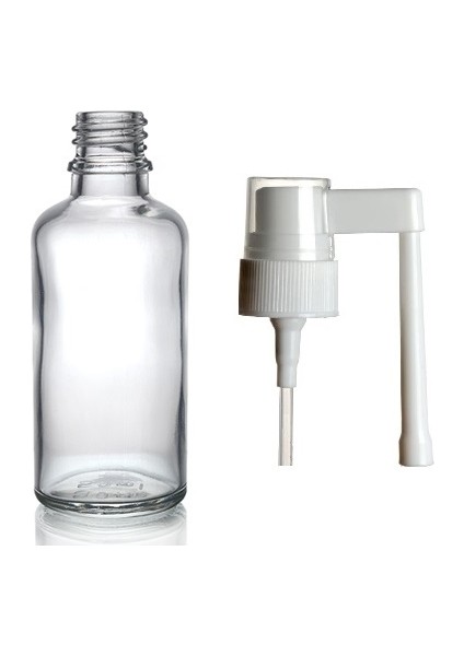 50 ml Şeffaf Ağız Spreyi Başlıklı Cam Şişe,12 Adet