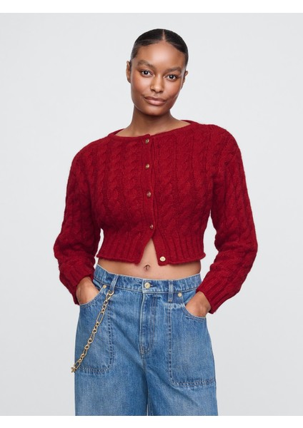 Kadın Kırmızı Gap × Cult Gaia Cable Örgü Crop Hırka
