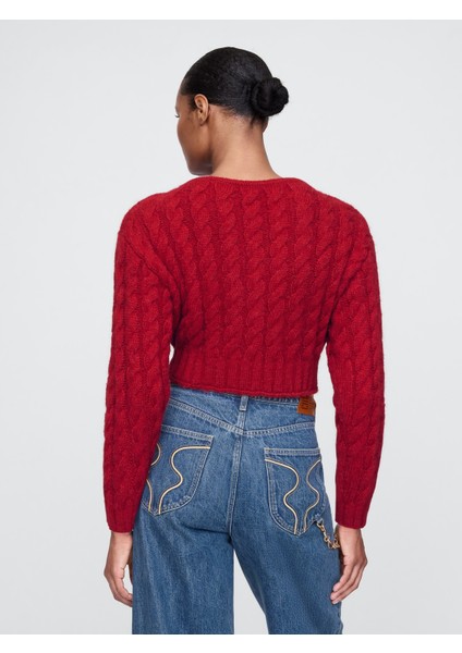 Kadın Kırmızı Gap × Cult Gaia Cable Örgü Crop Hırka