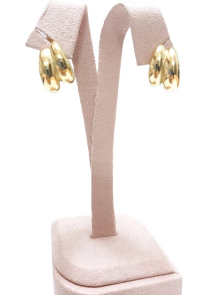 Çelik Küpe Burgu Motifli 2'li Yarım Halka 1.1 cm Genişlik 1.8 cm Uzunluk Altın Sarısı (Gold)