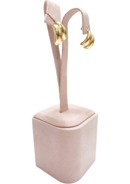 Çelik Küpe Burgu Motifli 2'li Yarım Halka 1.1 cm Genişlik 1.8 cm Uzunluk Altın Sarısı (Gold)