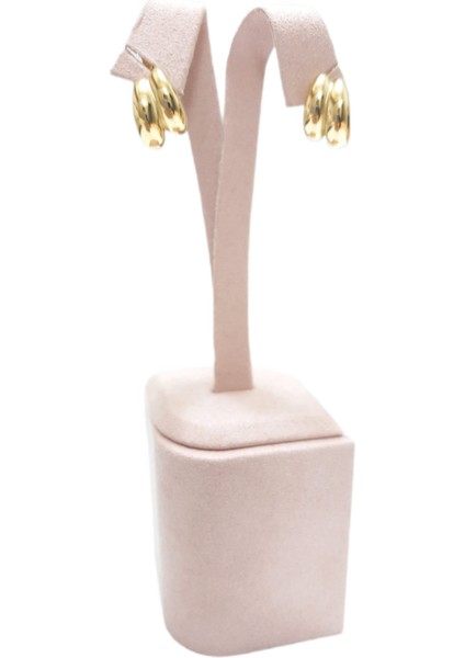 Çelik Küpe Burgu Motifli 2'li Yarım Halka 1.1 cm Genişlik 1.8 cm Uzunluk Altın Sarısı (Gold)