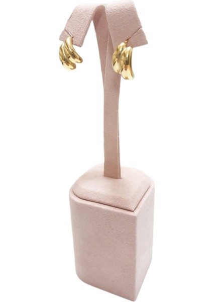 Çelik Küpe Burgu Motifli 2'li Yarım Halka 1.1 cm Genişlik 1.8 cm Uzunluk Altın Sarısı (Gold)