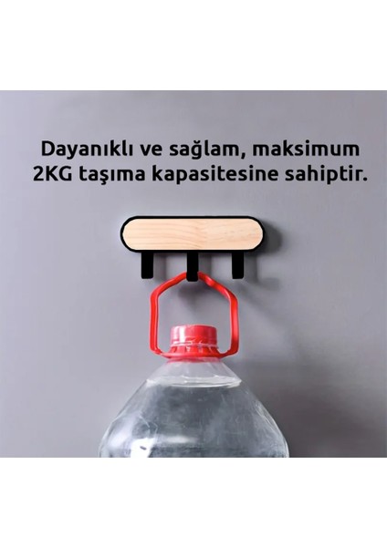 . - Çok Amaçlı Ahşap/plastik, 3'lü Kanca/askılık, Mutfak, Banyo, Ev Kancası - Kendinden Güçlü Yapışkanlı - 1 Adet (Farklı Renk Opsiyonları) modelleri