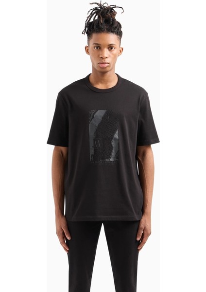 Dijital Baskı Bisiklet Yaka Pamuk T-Shirt 004134321425 H4230KRZTW