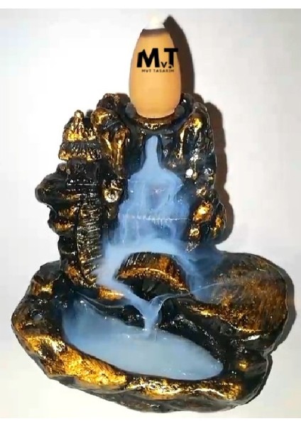 Küçük Dağ Geri Akış Şelale Tütsülük, Tütsü, Gold Dekoratif Oda Kokusu, 9 x 9 cm
