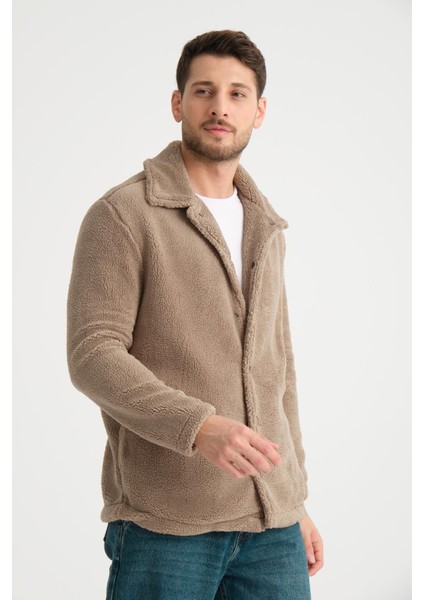 %100 Pamuk, Gömlek Yaka, Düğmeli Erkek Peluş Ceket fırsatları