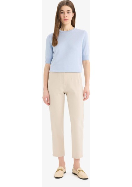 Regular Fit Bisiklet Yaka Basic Düz Kısa Kolllu Triko Kazak D6272AX25SM