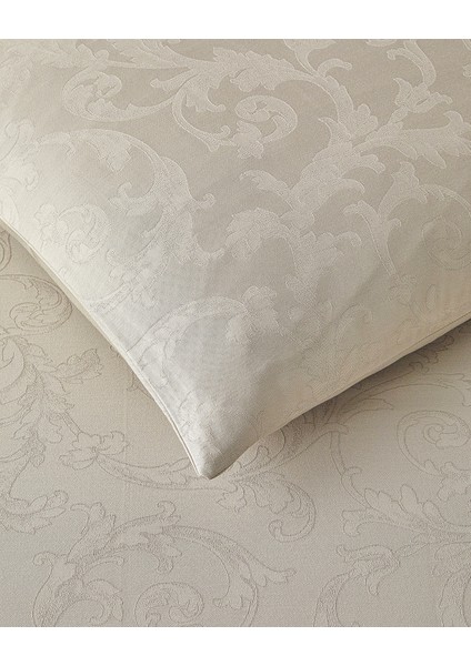 Royal Scroll Jakarlı Pamuk Saten Çift Kişilik Nevresim Takımı 200X220 cm Taş Rengi
