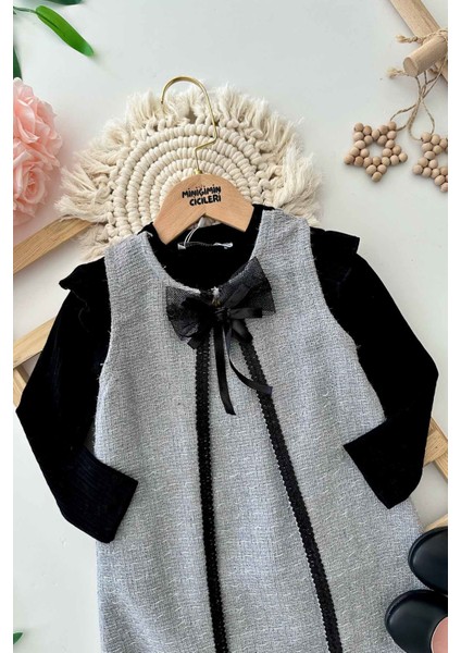 Fiyonk Detaylı Fistolu Kız Çocuk Jile ve badi takım - Gri fiyatları