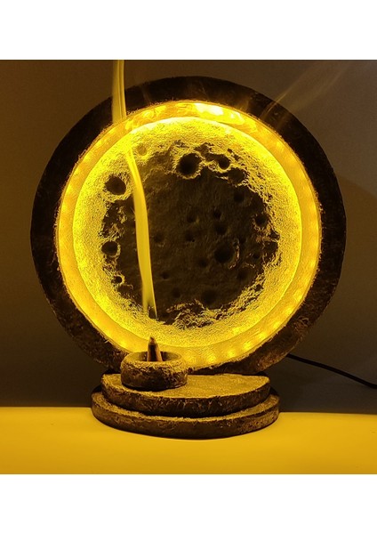 Dolunay Dekoratif Konik Tütsülük Işıklı (Amber)