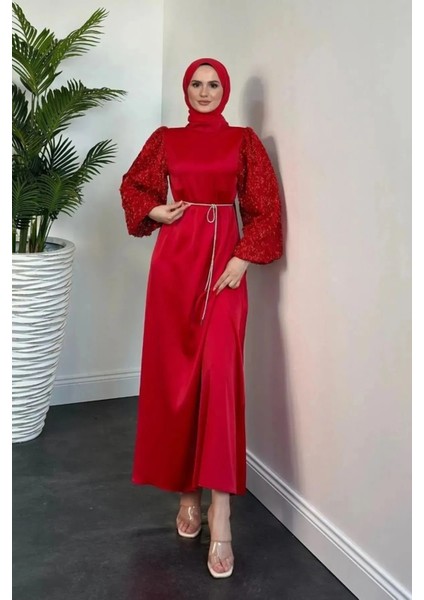 Kadın Carlotta Balon Kol Saten Abiye