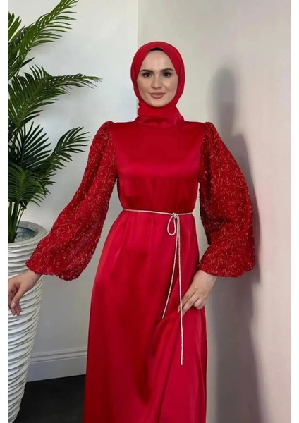 Kadın Carlotta Balon Kol Saten Abiye