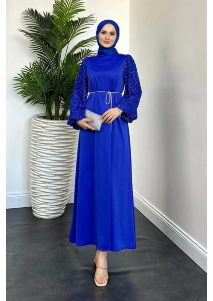 Kadın Carlotta Balon Kol Saten Abiye modelleri