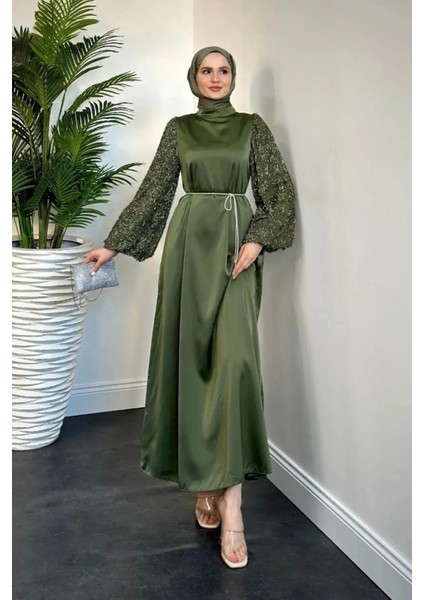 Kadın Carlotta Balon Kol Saten Abiye