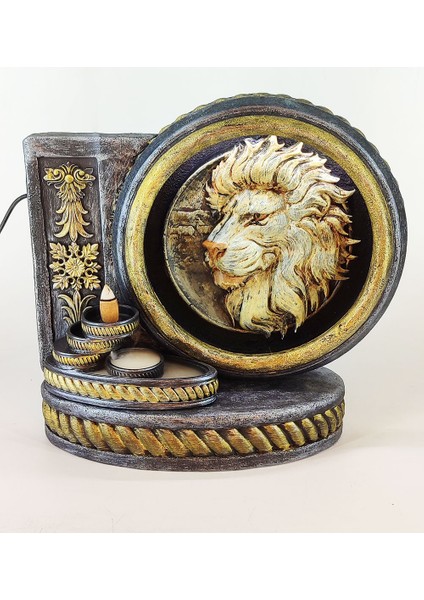 Barok Halka Aslan Tasarımı Metalik Geri Akış Tütsülük Işıklı