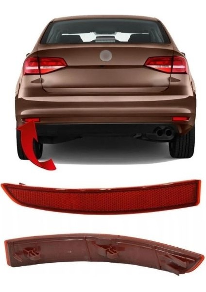 Volkswagen Jetta 2015-2018 Arka Tampon Sol Reflektör 5C6945105B