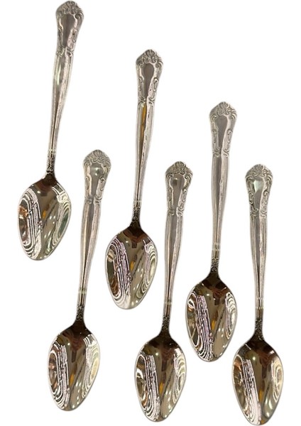 Vintage Gümüş Çay Kaşığı 18/10 Paslanmaz Titanyum Çay Kaşığı Çelik Makinada Yıkanabilir