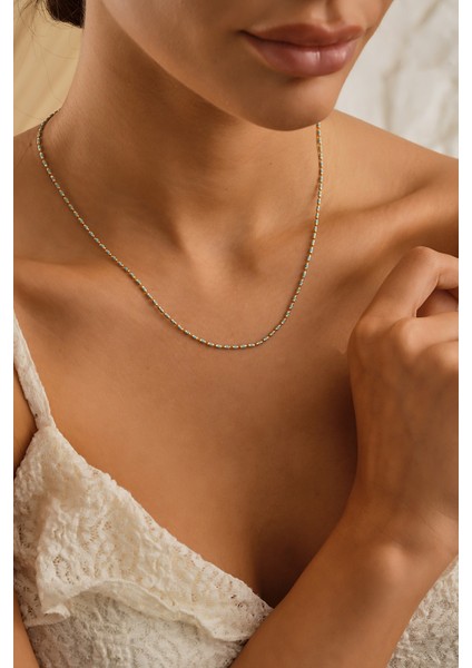 14 Ayar Altın Turkuaz Mine Boncuk Kolye fiyatları