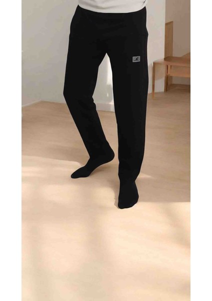 Erkek Siyah Düz Paça Eşofman Altı