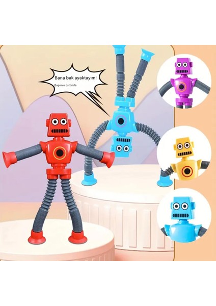 Esnek Robot Oyuncak - Bükülebilir, Vakumlu & Hareketli! Cam ve Masaya Yapışan Eğlenceli Figür 🚀🎉