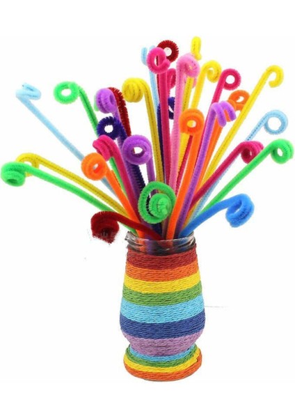 Renkli Şönil, 25 Adet, Tüylü Tel, 30 Cm, Eğitici Şönil Seti, Peluş Tel modelleri