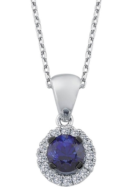 Safir ve Pırlanta Taşlı Kolye 0423P0031