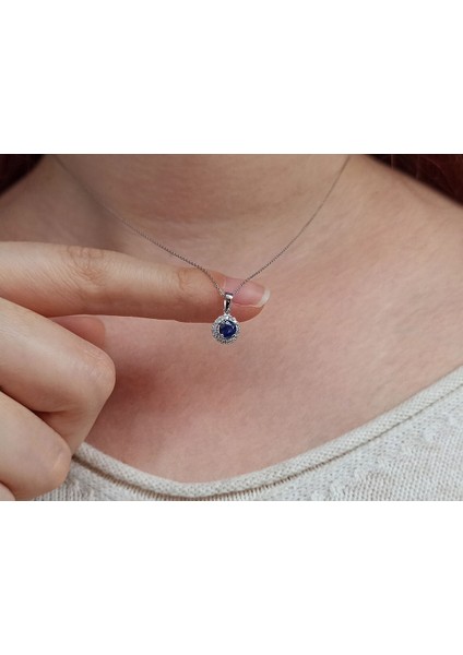 Safir ve Pırlanta Taşlı Kolye 0423P0031