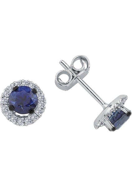 Pırlanta ve Safir Taşlı Küpe 0423E0024