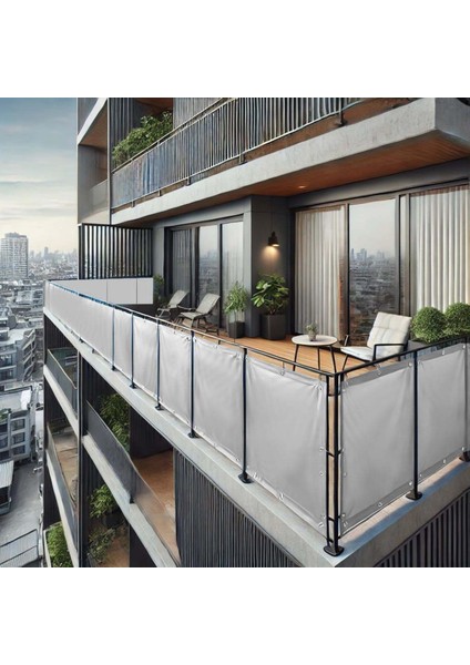 70 cm Yükseklik Gri Pvc Su Geçirmez Balkon Demiri Korkuluk Çit Branda