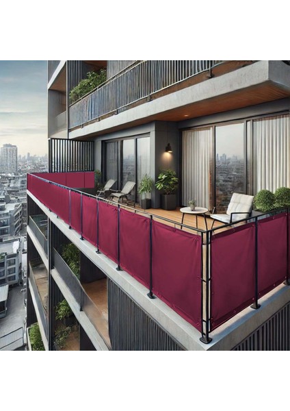 90CM Yükseklikliler Bordo Pvc Su Geçirmez Balkon Demiri Korkuluk Çit Branda